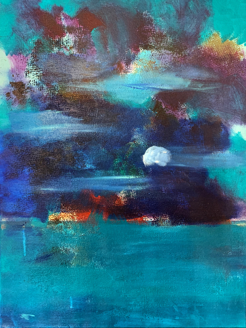 Moonrise over Back Creek, Solomons by Julie Allinson