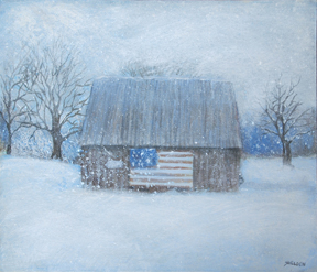 Route 4 Flag Barn In Winter